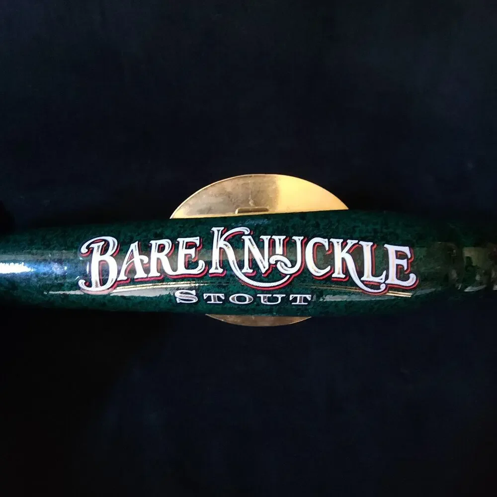 Rare Bare Knuckle Stout Home Bar Beer Tap Handle Anheuser Busch Green & Gold